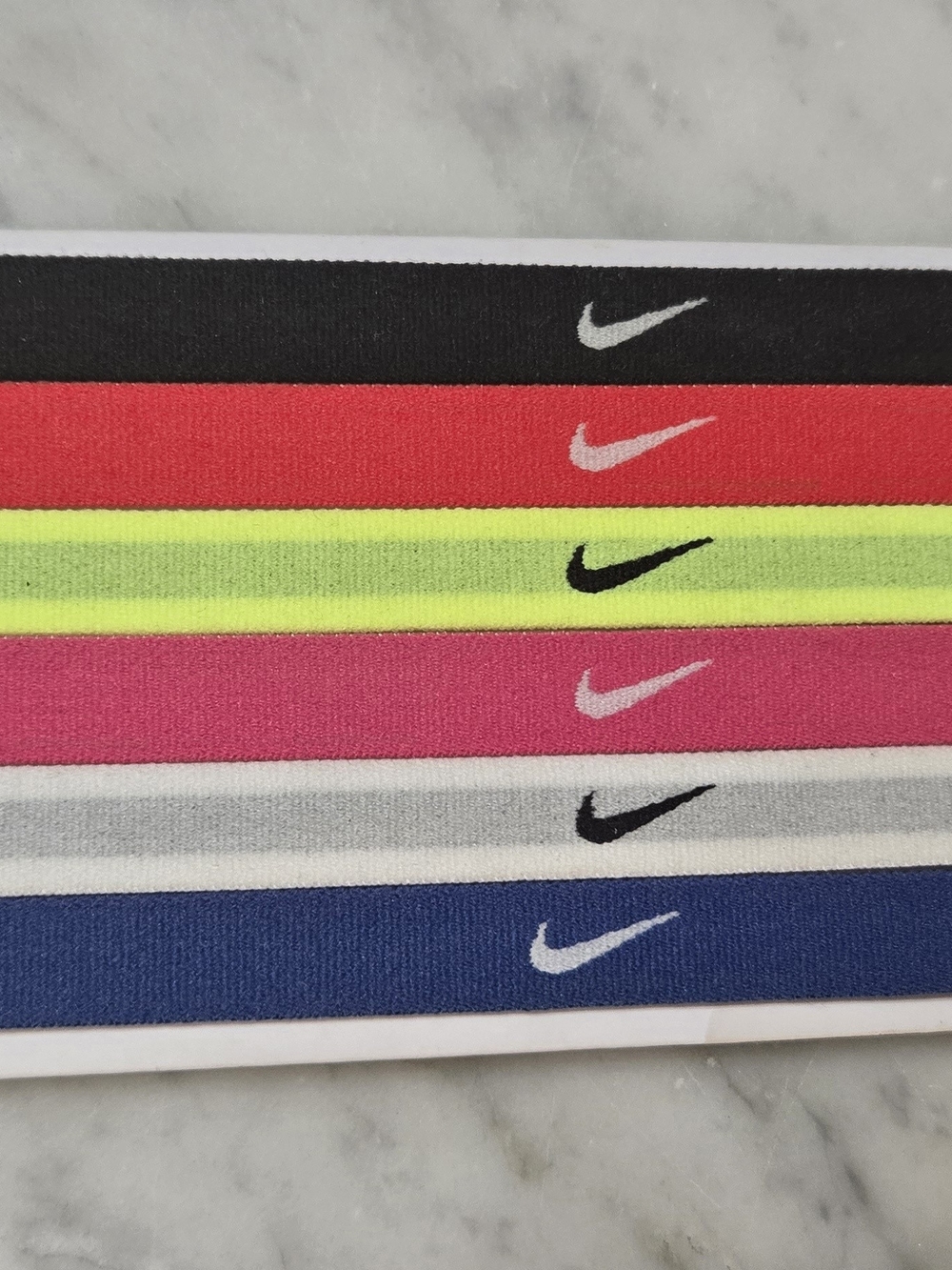 Nike Elastic Swoosh Headband Set - Black, Red, Yellow, Pink, Grey/white, Blue